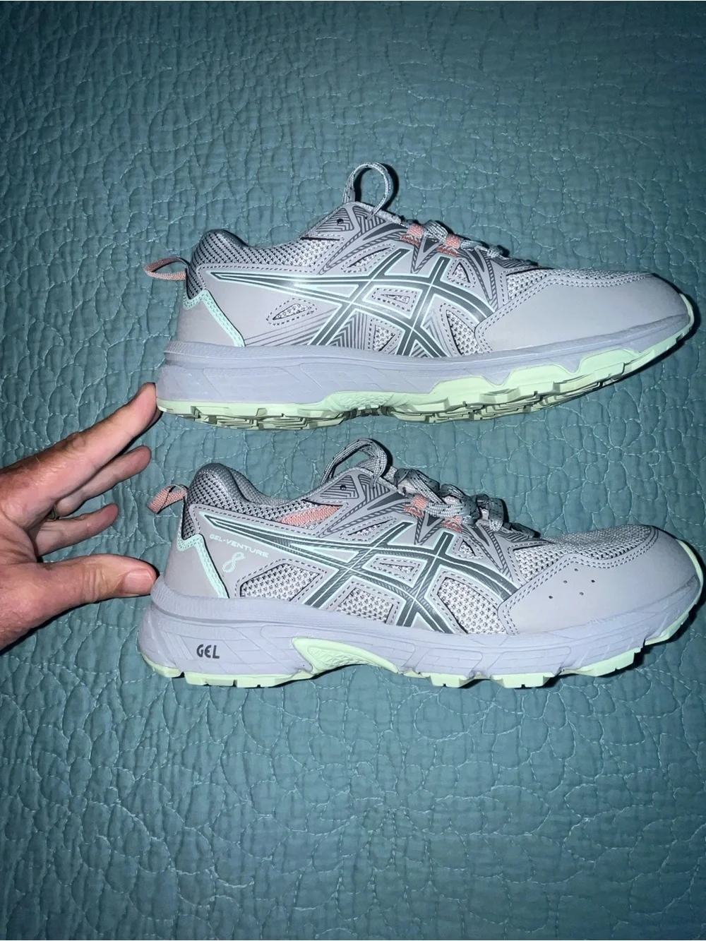 Asics Womens Gel Venture 8 1012B231 Gray/Teal Running Shoes Sneakers Size 9.5 W